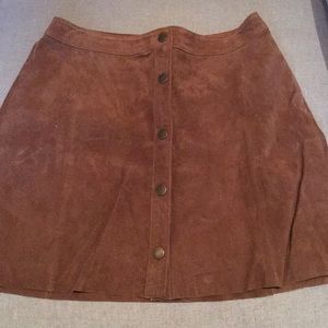 Tan suede button up skirt